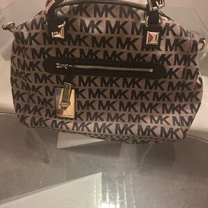 COPY - Michael Kors Black and Gray Shoulder Bag with Monogram Pattern